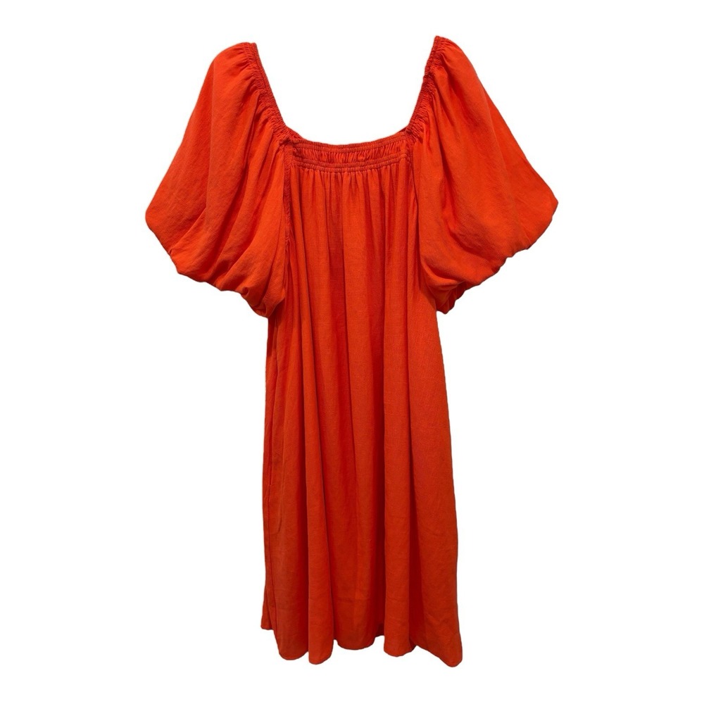 Staccato Dress Womens Large Coral Puff Sleeve Square Neck Lined Flowy Feminine‎